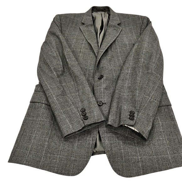 Lauren Ralph Lauren Men’s Blazer Suit Jacket Size 42 R Wool Gray Glen Plaid - Picture 6 of 15